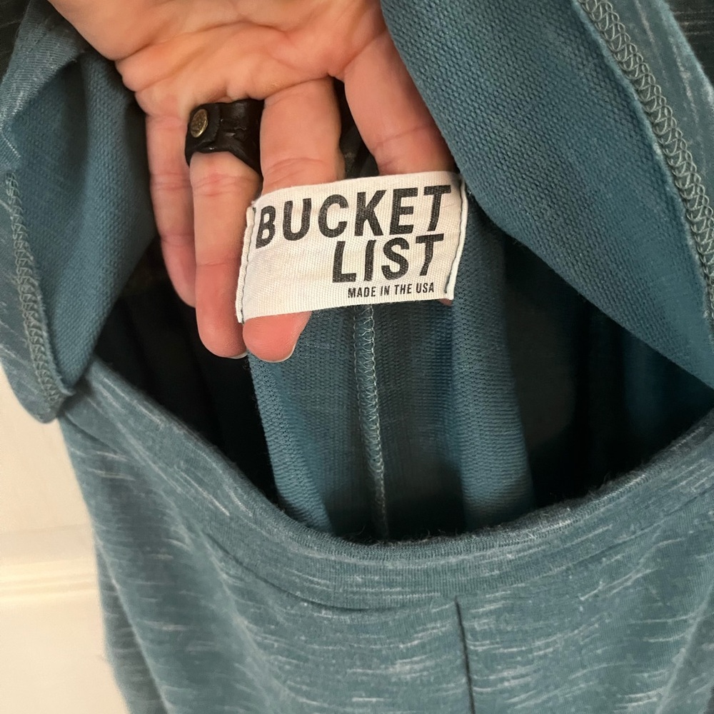 Bucket List Wide Leg Heather Light Blue Jumpsuit Small EUC Pockets Lounge Sweats - Picture 14 of 15